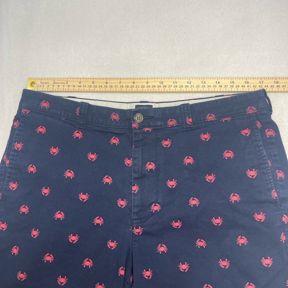 J.Crew Men’s Navy Crab Print Chino Shorts – Size 34 Nautical Summer Preppy - Picture 5 of 6